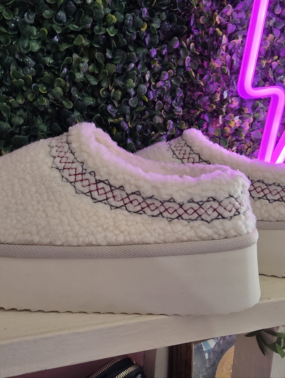 Cozy White Sherpa Slip-On Women’s Shoes